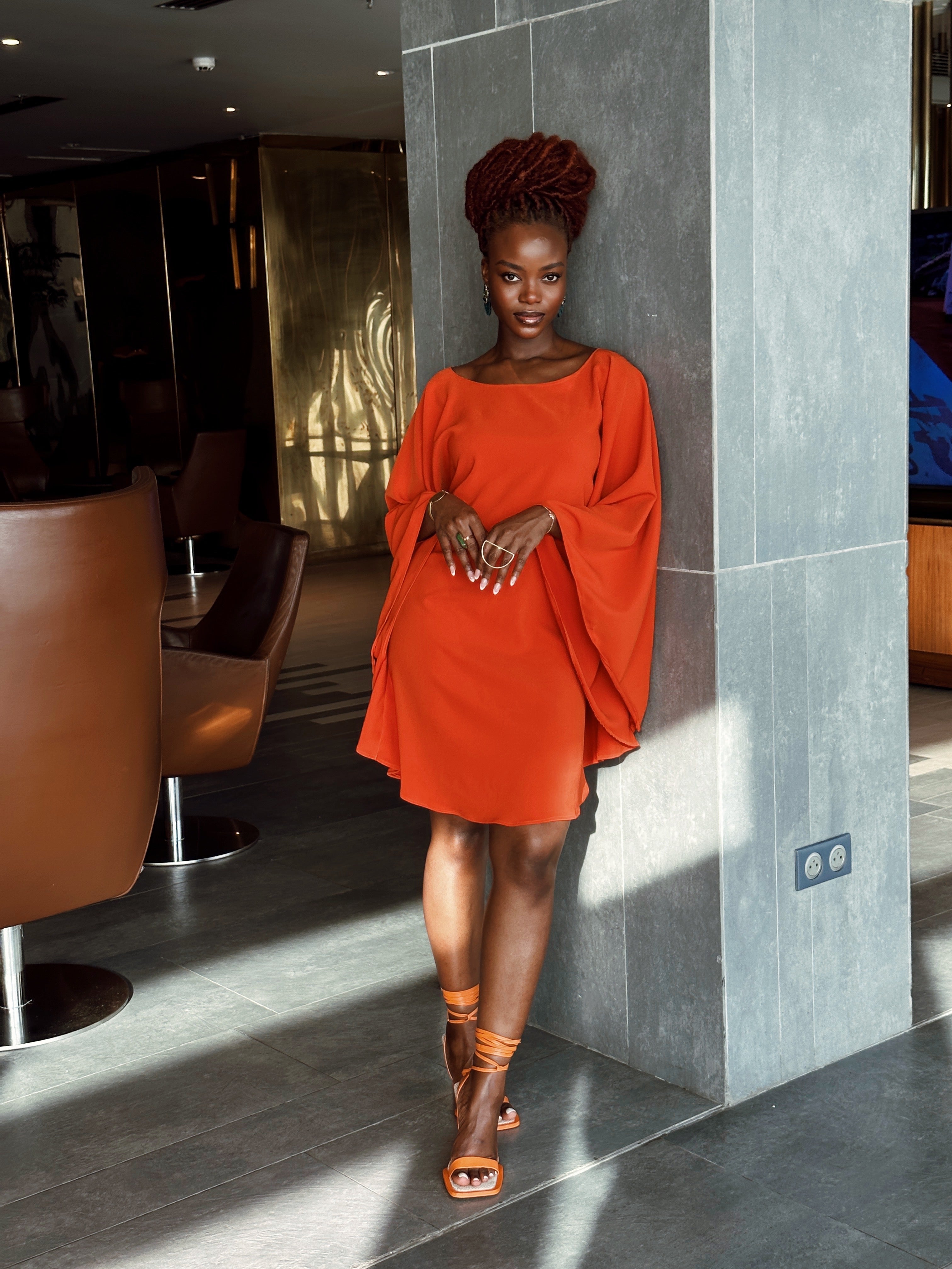 Eni Crepe Mini Caftan Dress – JeSuisnyc